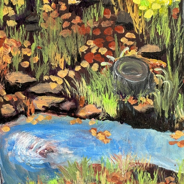 Late-20th Century Impressionist Fall Landscape, Acrylic on Canvas -- Framed For Sale In Baltimore - Image 6 of 12