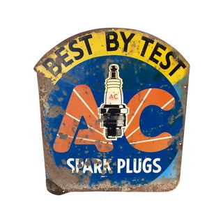 Vintage Double-Sided AC Spark Plug Sign For Sale