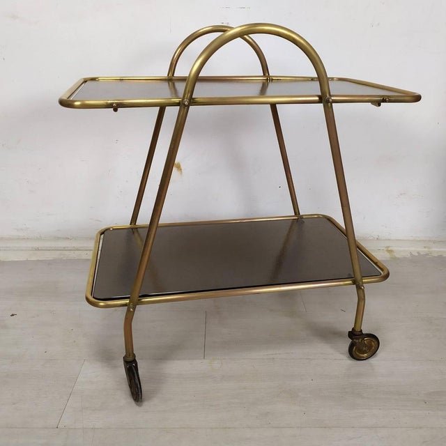 Vintage Brass Bar Trolley, 1950s For Sale - Image 6 of 15