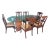 1980s Traditional Chippendale Style 7-Piece Dining Set With Oval Glass Top Table For Sale