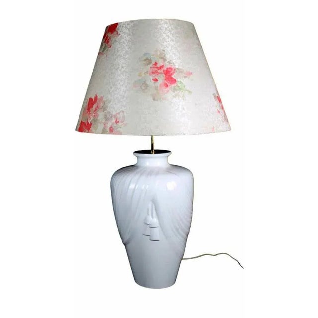 Pair of great Italian lights 20th century in ceramic with modern Italian lampshades h 103 x 59 x 100 cm good conditions....