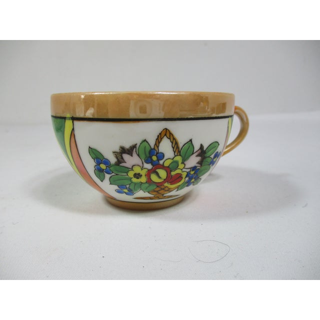1940's Japanese Lusterware Art Deco Luncheon Set - 14 Pc For Sale - Image 6 of 8