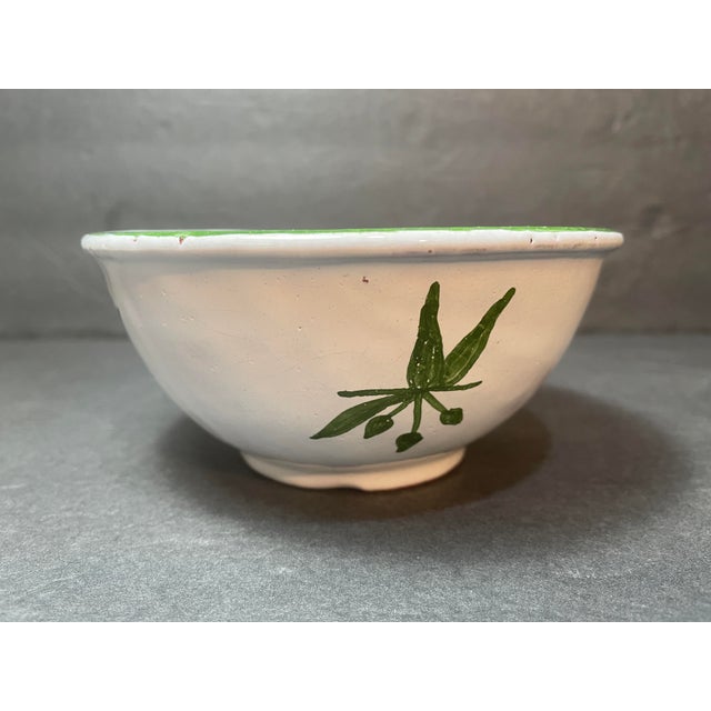 Handpainted Pottery Bowls - White With Green Olives - Made in Portugal - Set of 8 For Sale In Philadelphia - Image 6 of 7