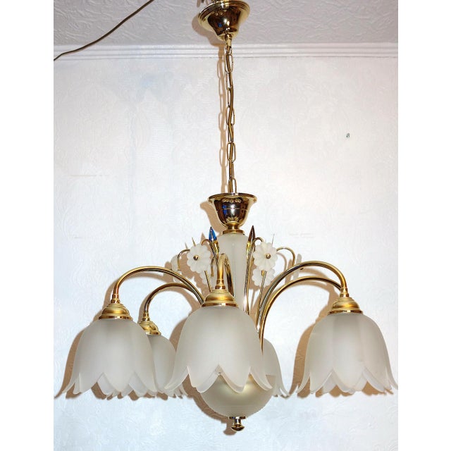 Gold Antique Gilded Metal and Glass Chandelier from Unbekannt, 2000s For Sale - Image 8 of 10