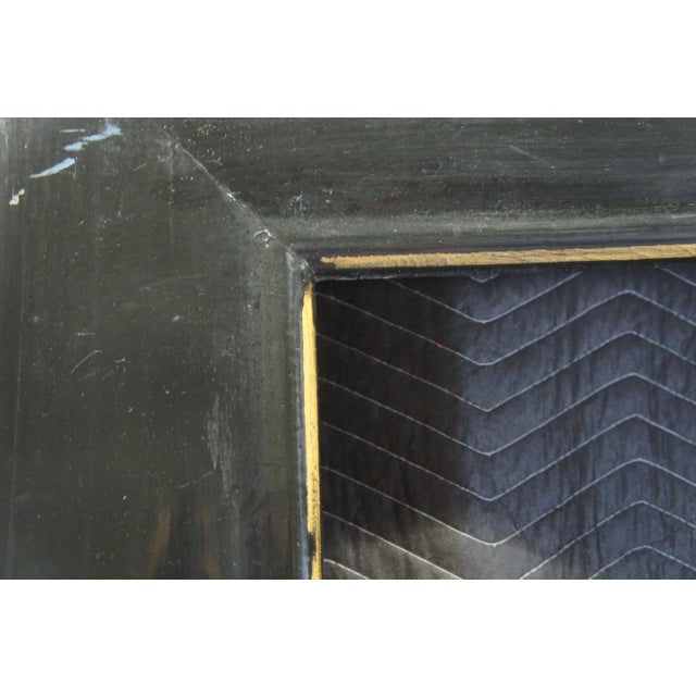 Vintage Monumental Black & Gold Painted Wood Floor Wall Artwork Picture Frame For Sale - Image 9 of 13