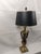Late 20th Century Large Neoclassical Style Brass & Faux Burlwood Table Lamp With Black Shade – 34"h For Sale - Image 9 of 18