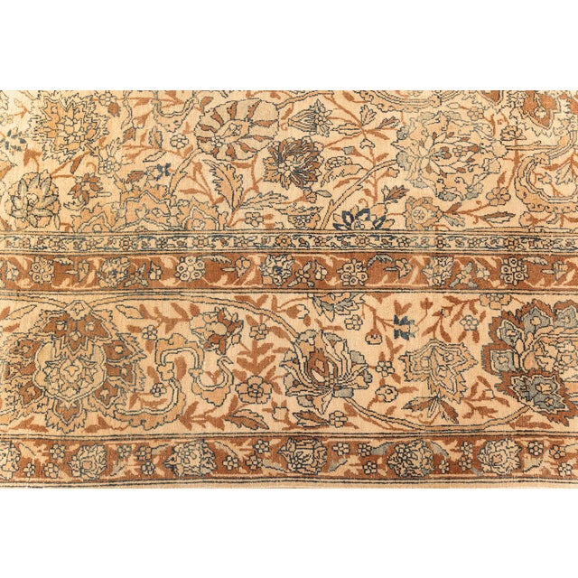 Persian Fine Antique Persian Kirman Beige, Blue, Brown Handmade Wool Rug For Sale - Image 3 of 8