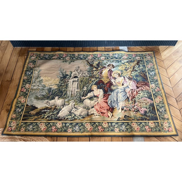 Romantic Tapestry in the style of Aubusson For Sale - Image 6 of 6