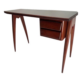 Mid-Century Desk in Wood and Glass from Dassi, Italy, 1950s For Sale
