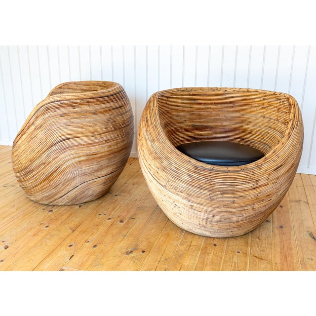 Mid-Century Modern Coastal Boho Rattan Blonde Pod Tub Armchairs by Terence Conran for Habitat, 1980, Set of 2 For Sale - Image 15 of 18