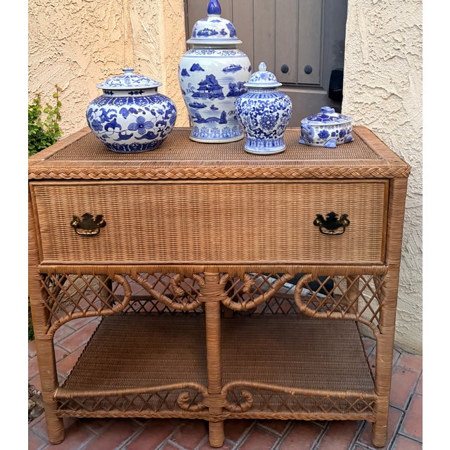 Late 20th Century Ralph Lauren Safari Wicker Two Part Highboy or High Chest For Sale - Image 14 of 15