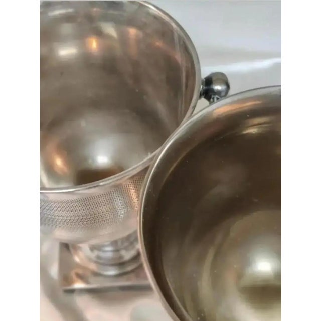 Art Deco Late 20th Century Vintage Petite Trophy Pedestal Champagne Buckets- A Pair For Sale - Image 3 of 7