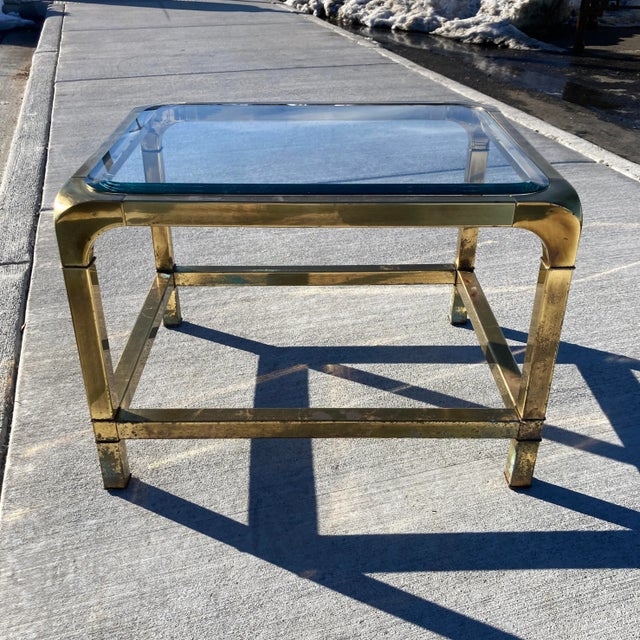 Brass & Glass Waterfall End Table From Mastercraft Chairish