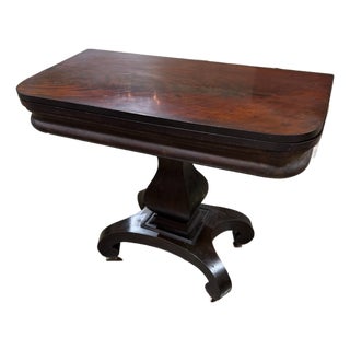 Antique Empire Fold Over Mahogany Game Table in the Style of Thomas Day For Sale