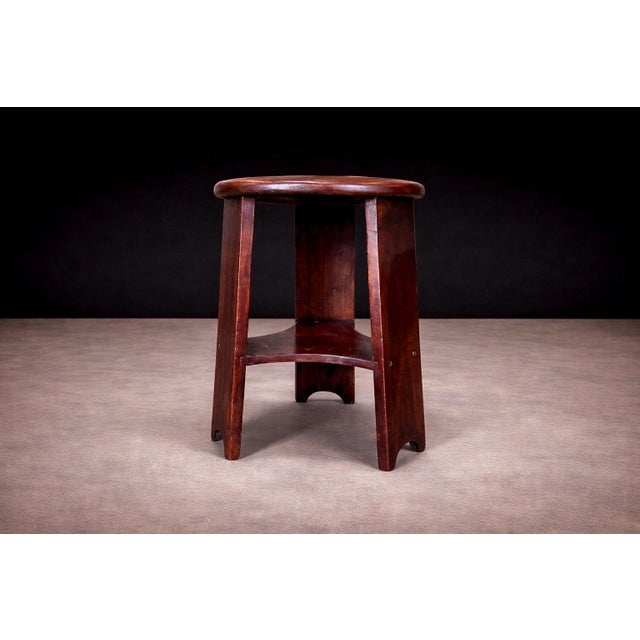 Móveis Cimo Brazilian Mid-Century Three Legged Round Stool in Hardwood, Cimo For Sale - Image 4 of 11