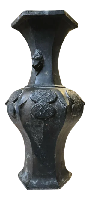 Antique Archaistic Style Chinese Black Earthenware Pottery Vase