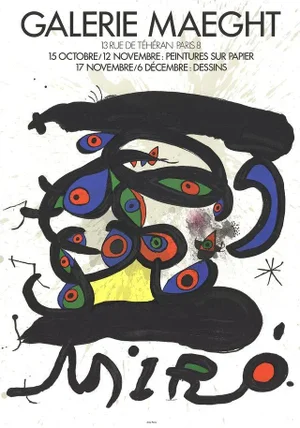 1971 Joan Miro 'Peintures Sur Papier-Dessins' Lithograph Poster