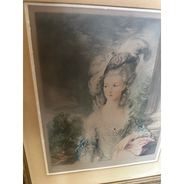 Vintage Gold Framed Mezzotint of Woman For Sale - Image 4 of 7