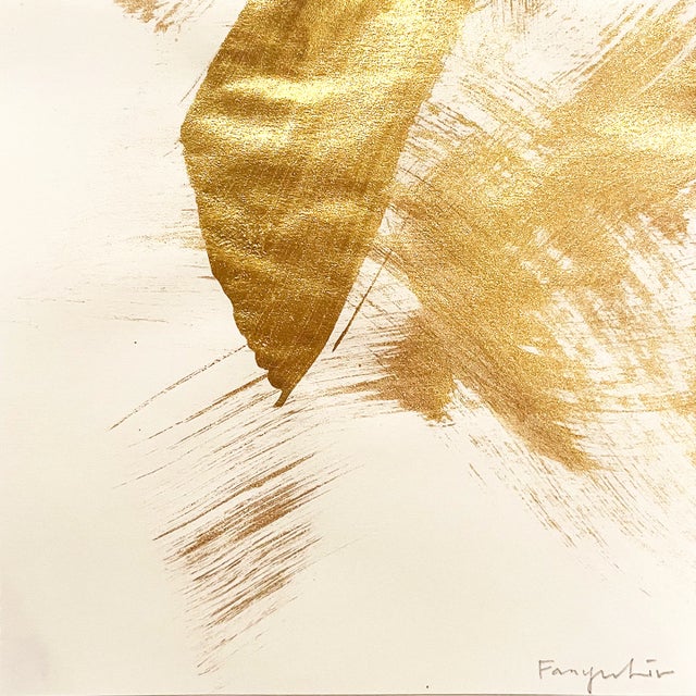 2020s Sumi Ink Painting Golden Flow No.4 by Fanyu Lin For Sale - Image 5 of 9