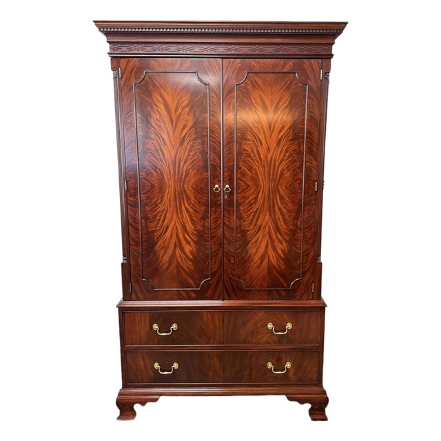 1990s Henkel Harris Mahogany Armoire Model No. 1247 For Sale