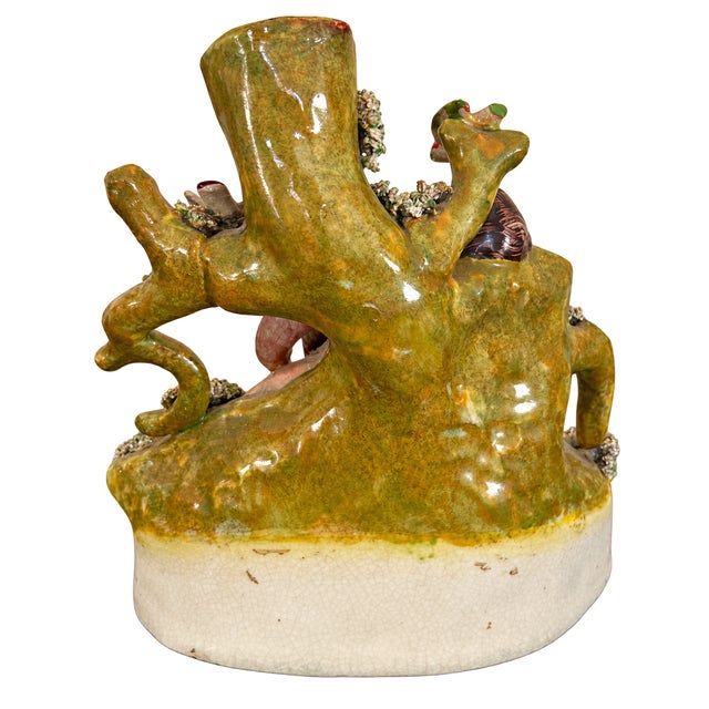Victorian Antique Victorian Staffordshire Figural Spill Vase With Sleeping Children & Birds, C. 1860 For Sale - Image 3 of 4