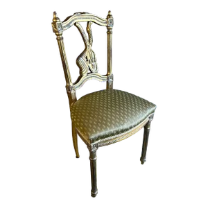 Vintage Mid 20th Century Hollywood Regency Style Petite Italian Giltwood Music Themed Accent Chair