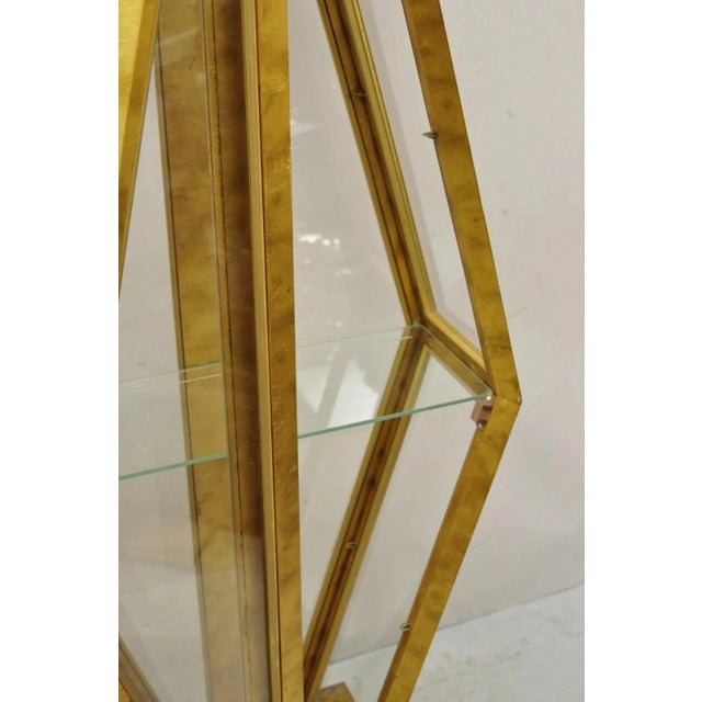 Gold Vintage Hollywood Regency Gold Gilt Diamond Shaped Etagere Curio Display Cabinet For Sale - Image 8 of 11