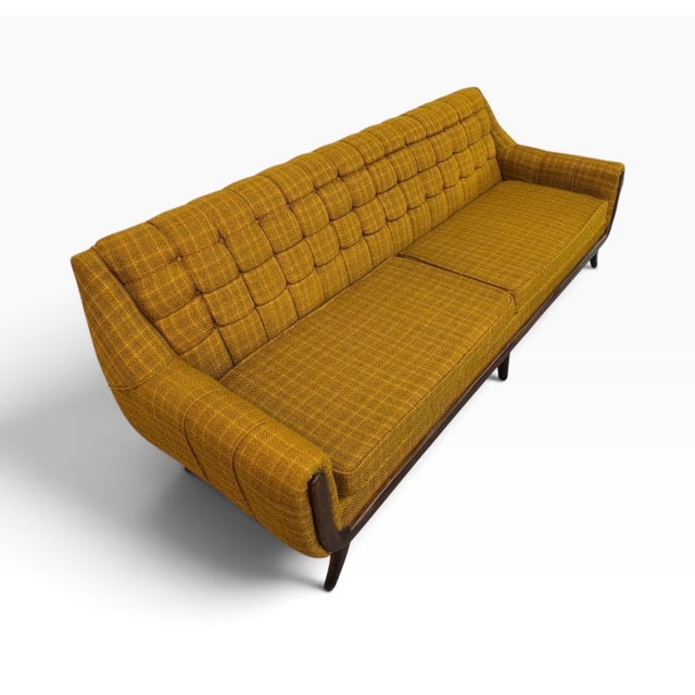 Mid-Century Modern Walnut Upholstered Sofa & Arm Chair For Sale - Image 4 of 16