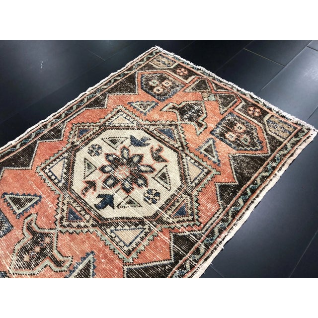 Pumpkin Vintage Boho Turkish Anatolian Orange Rug For Sale - Image 8 of 11