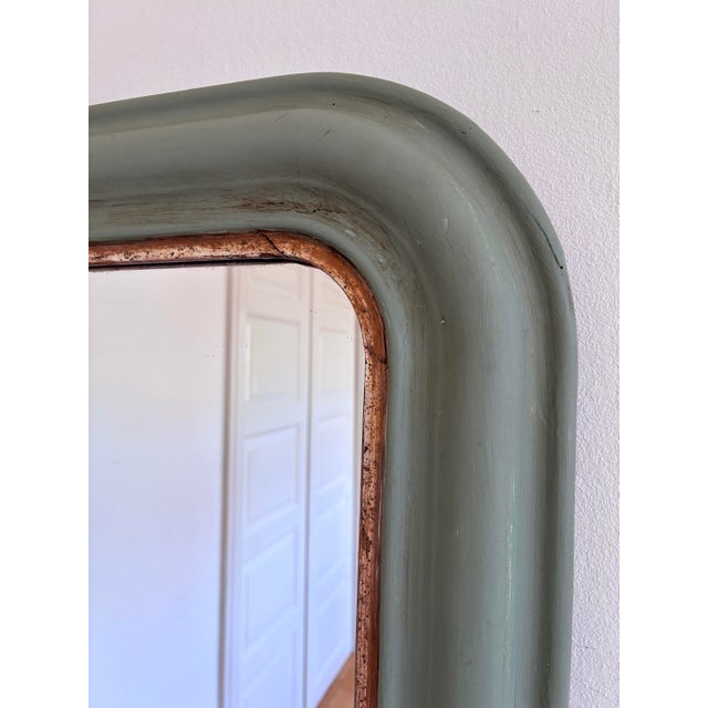 French Large Antique French Louis Philippe Mirror – Green and Gold, Late 19th Century For Sale - Image 3 of 9