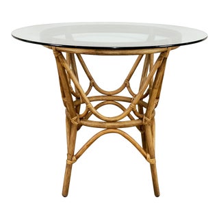 Vintage Bentwood Bistro Table With Round Glass Top For Sale