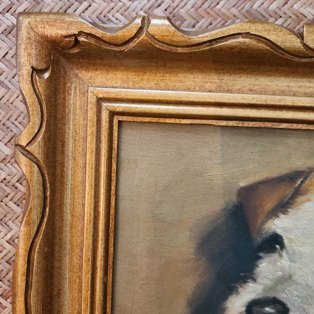 Oil on Canvas Portrait Painting of a Terrier Dog For Sale - Image 4 of 4