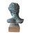 Vintage Head Bust crafted in plaster in a beautiful verdigris finish, elegantly showcased on a distressed wooden stand....