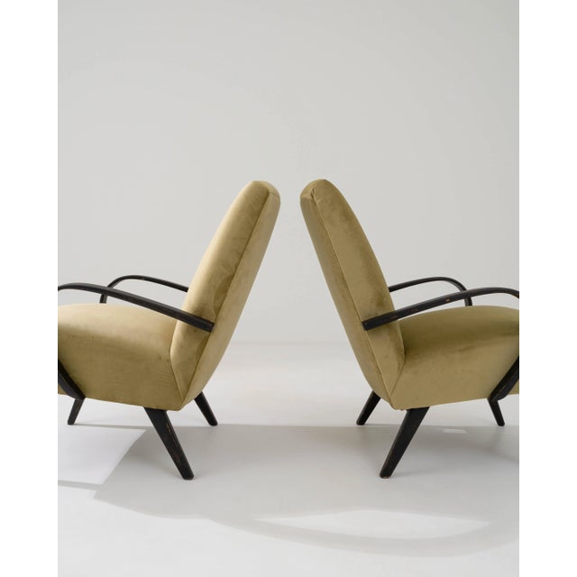 1950s Czech Upholstered Armchairs, A Pair For Sale - Image 4 of 12