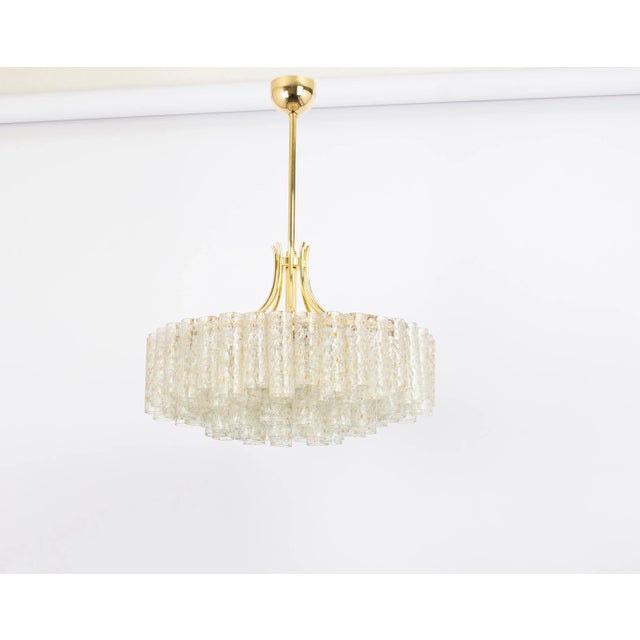 Large Doria Ice Glass Tubes Chandelier, Germany, 1960s For Sale - Image 3 of 12
