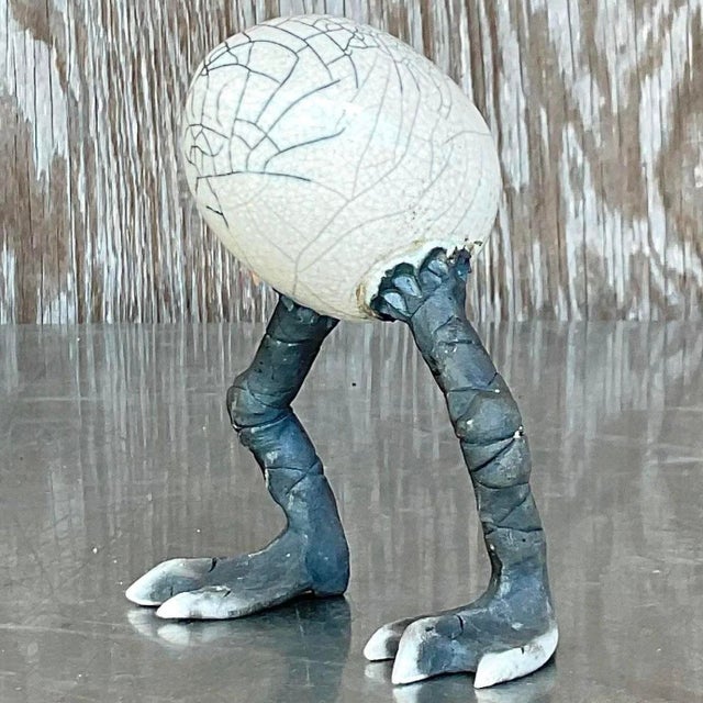 Vintage Vintage Boho Raku Fired Egg Sculpture For Sale - Image 16 of 16