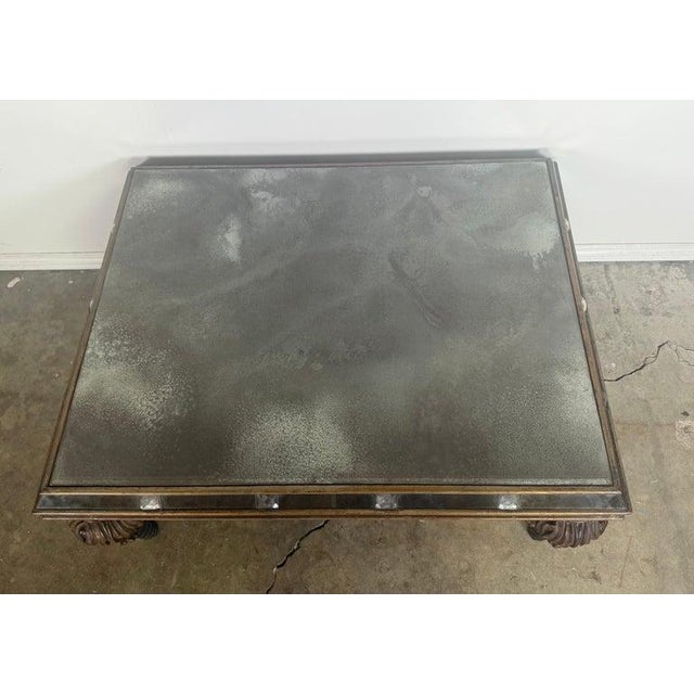 Hollywood Regency Mirrored Coffee Table With Carved Wood and Twisted For Sale - Image 10 of 12