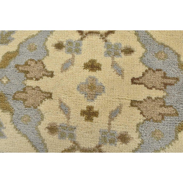 Textile Oushak Rug 4′ X 6’1” Ivory Wool Tribal Hand-Knotted Oriental Carpet For Sale - Image 7 of 13