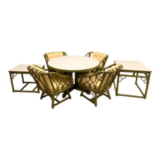 Mid 20th Century Ficks Reed Cane 7-Piece Patio Set For Sale