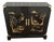 Black Lacquered Asian Painted 2-Door Chest / Cabinet For Sale