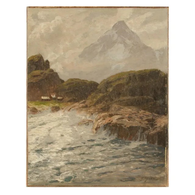 Early 20th Century "Scenic Cliffs" Coastal Landscape Oil Painting by Karl Theodor Boehme For Sale - Image 9 of 9