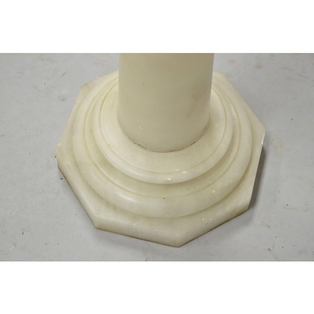Antique Alabaster Marble Empire Style Carved Column Pedestal Plant Stand For Sale - Image 9 of 12