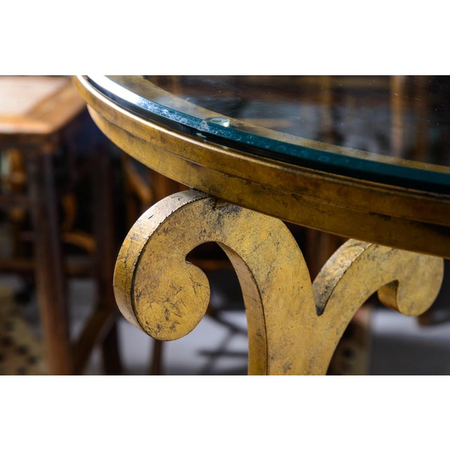 Hollywood Regency Gilt Center Table, Two Tier Glass Top For Sale - Image 4 of 13