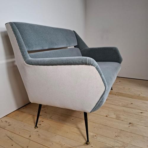 Minotti Two-Seater Sofa by Gigi Radice in Kvadrat Bicolor Velvet – Italy 1955