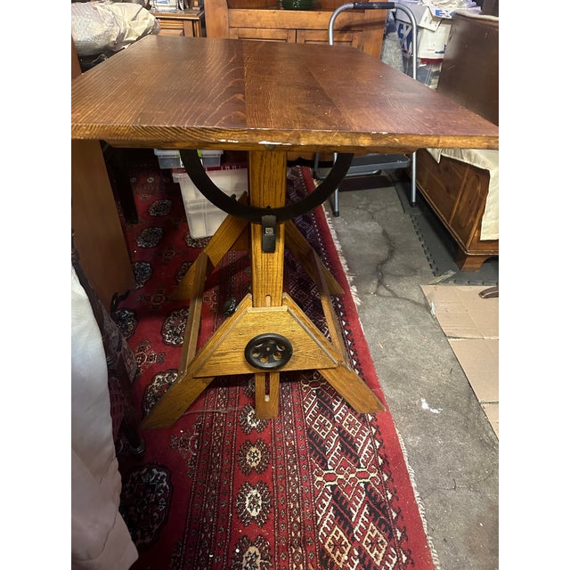Antique Oak Drafting Table For Sale - Image 4 of 11
