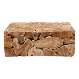 Robust Teak Mosaic Coffee Table For Sale