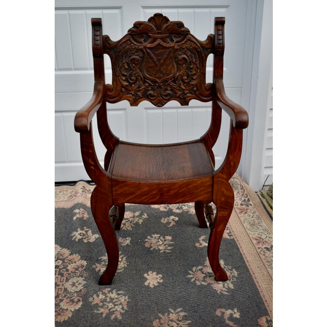 Antique Carved Oak Tudor Style U Shaped Chair Chairish