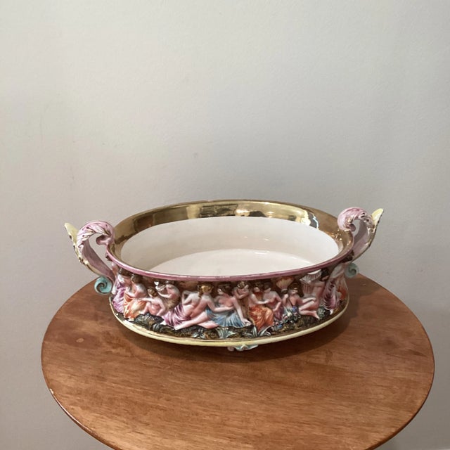 Antique Porcelain Majolica Capodimonte Art Pottery Centerpiece Italy For Sale - Image 12 of 12