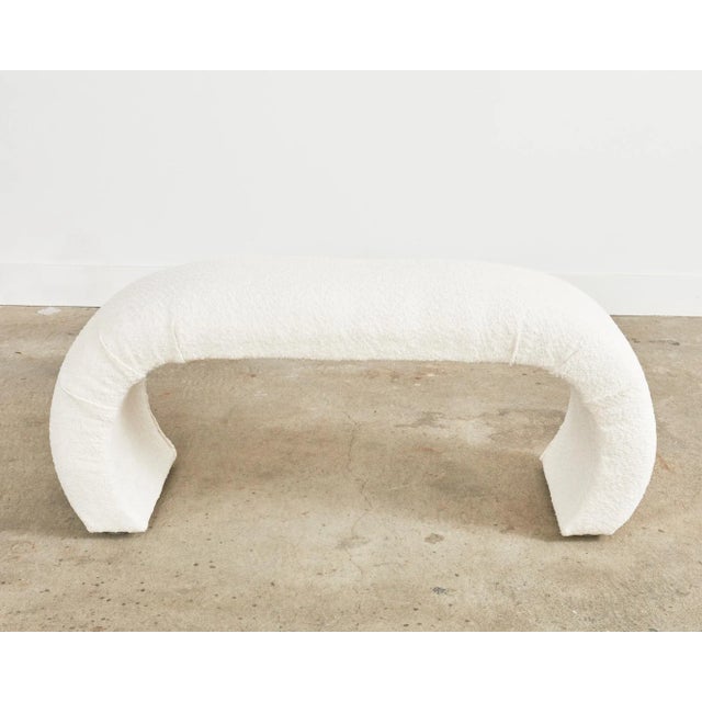Karl Springer Style Waterfall Scroll Bench With Bouclè Upholstery For Sale - Image 12 of 13