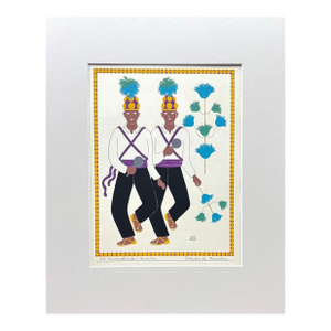 Carlos Mérida Silkscreen Print "Matachines (Yaquis) Sonora" in 16 x 20 Mat, 1945